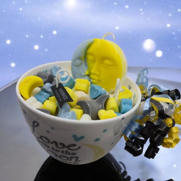 Handmade ✦ Love You to the Moon & Back Mug Candle ✦ Good Fortune Soy Wax 16oz - Picture 5 of 8